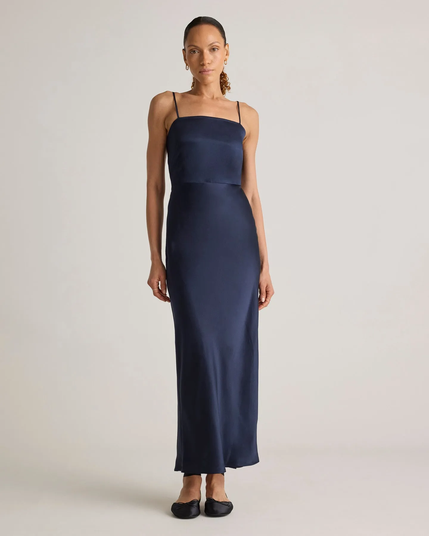 100% Washable Silk Square Neck Maxi Dress