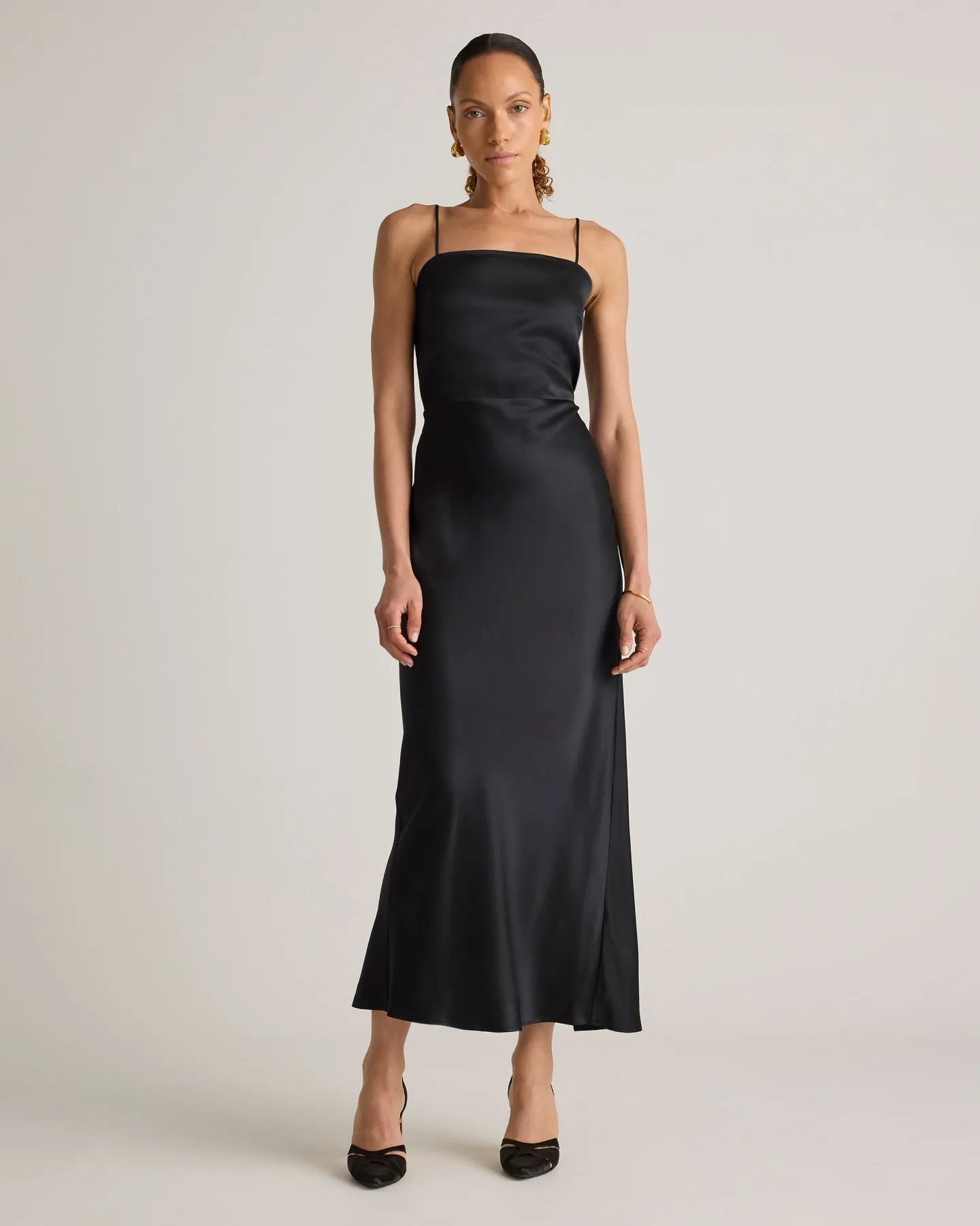 100% Washable Silk Square Neck Maxi Dress