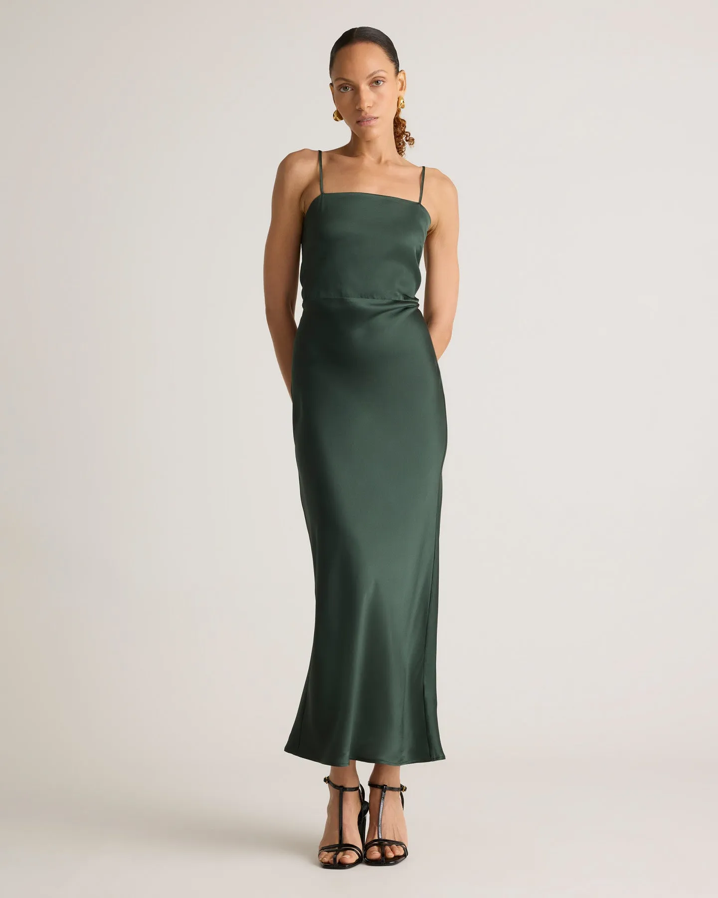 100% Washable Silk Square Neck Maxi Dress
