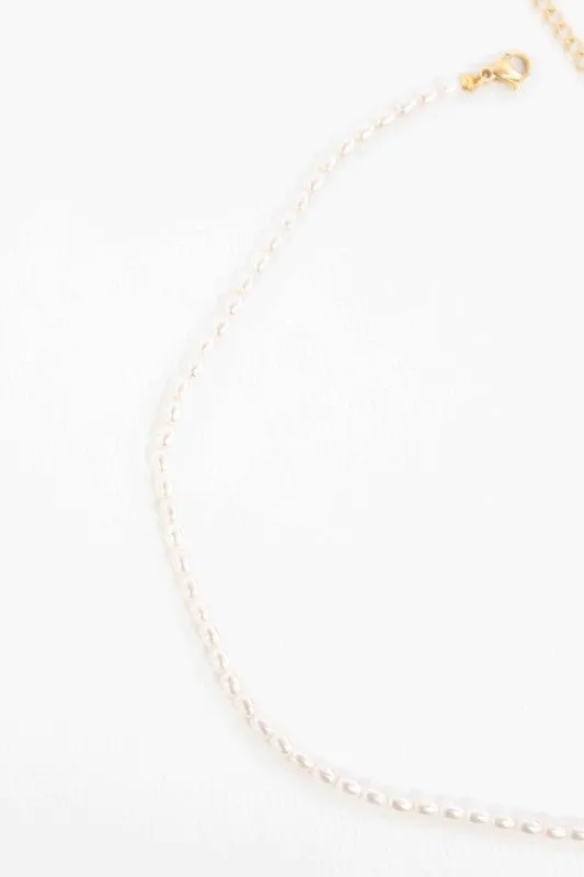14k Gold Plating Pearl Choker Necklace