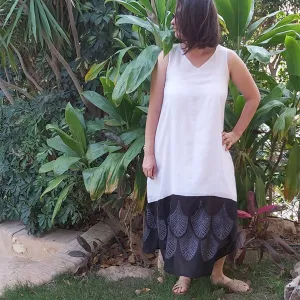 22S1 Sleeveless V-Neck Two-Color Dress
