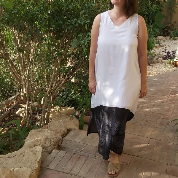 22S1 Sleeveless V-Neck Two-Color Dress