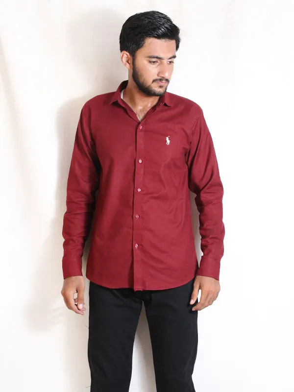 AZ Men's Chambray Casual Shirt Maroon