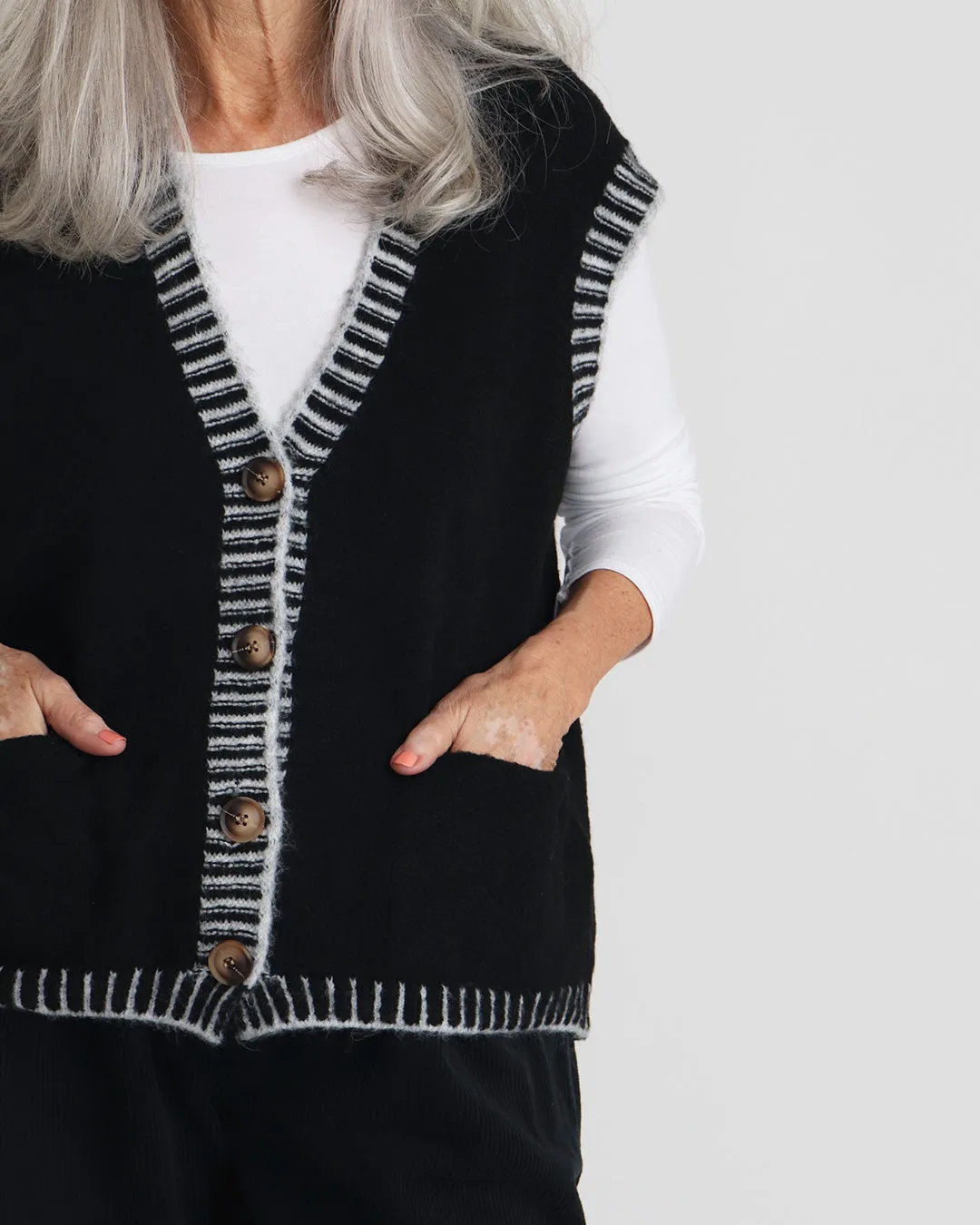 Bertie Knitted Waistcoat - Black