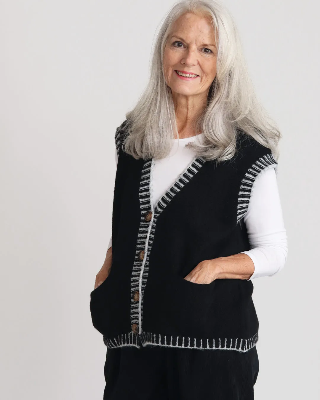 Bertie Knitted Waistcoat - Black