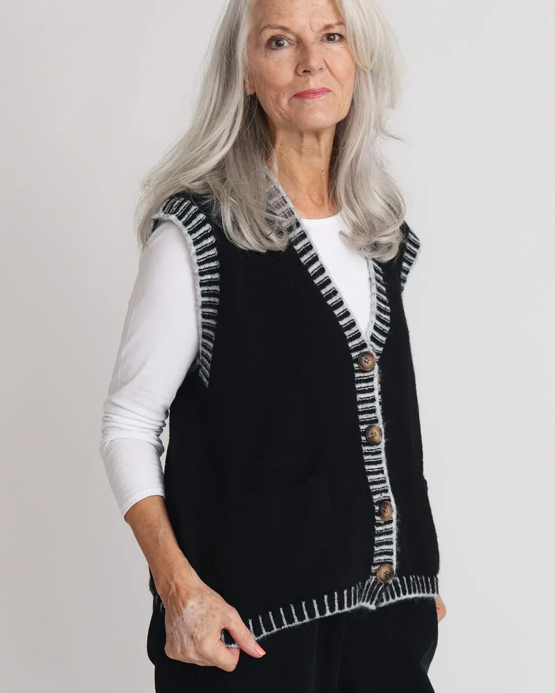 Bertie Knitted Waistcoat - Black