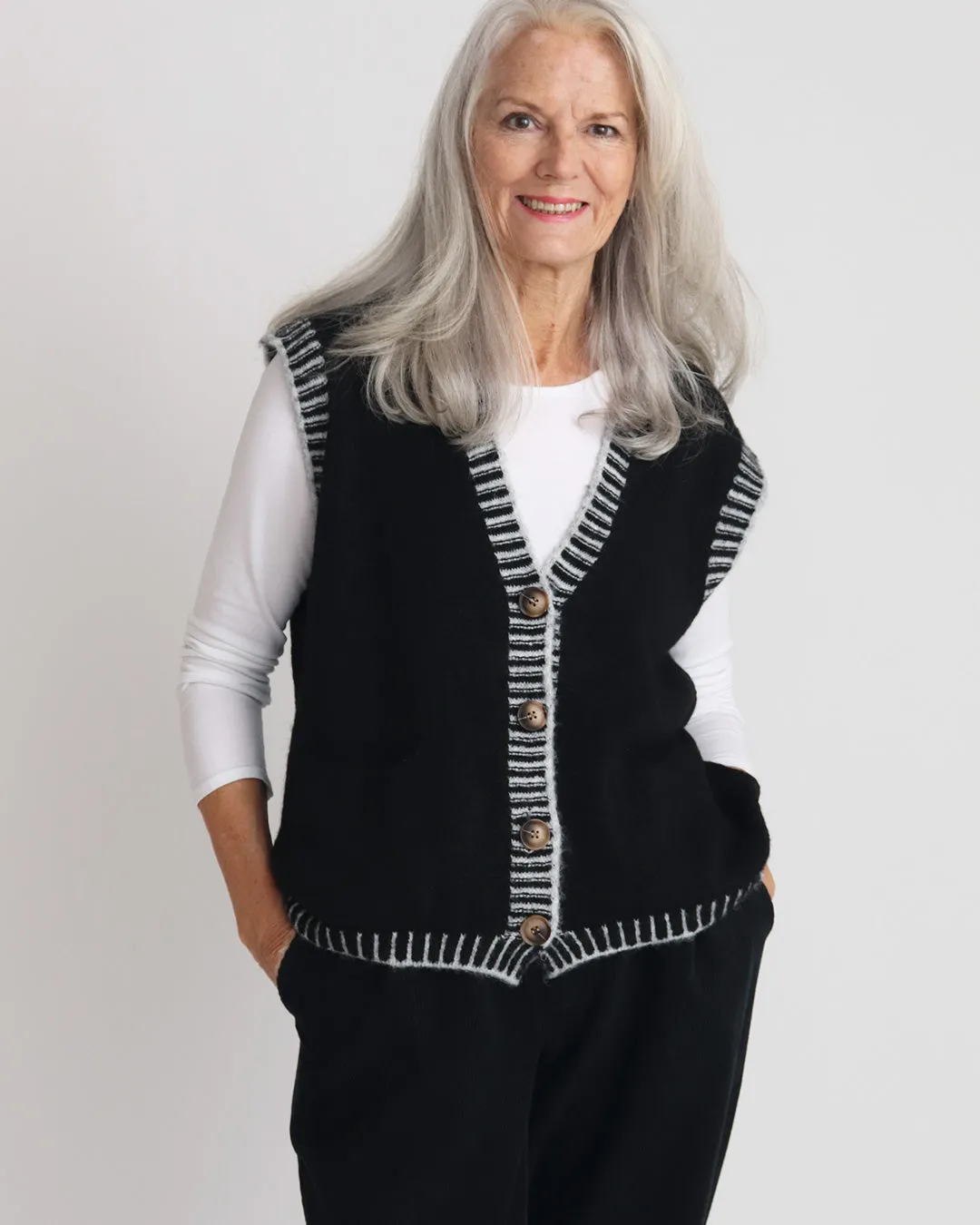 Bertie Knitted Waistcoat - Black