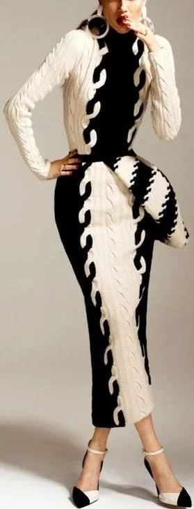Bi Color Knit Dress
