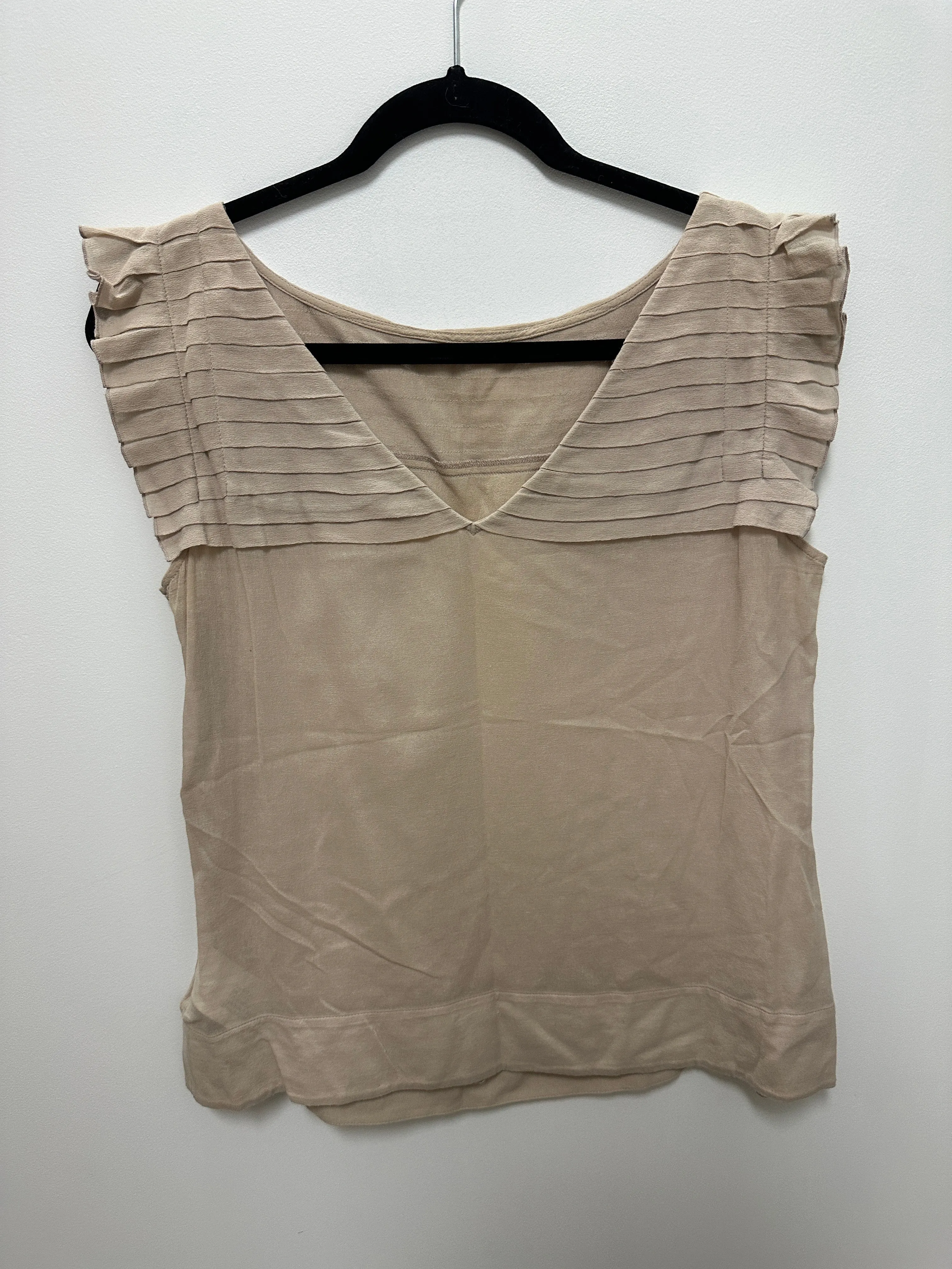 Blush Pink Pleat Crepe Chiffon Top