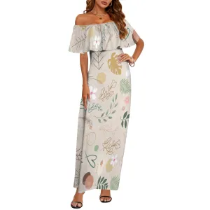 Boho Beige Off Shoulder Maxi Dress up to 6 XL (FWS)