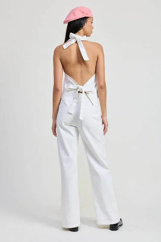 Button Up Halter Neck Top