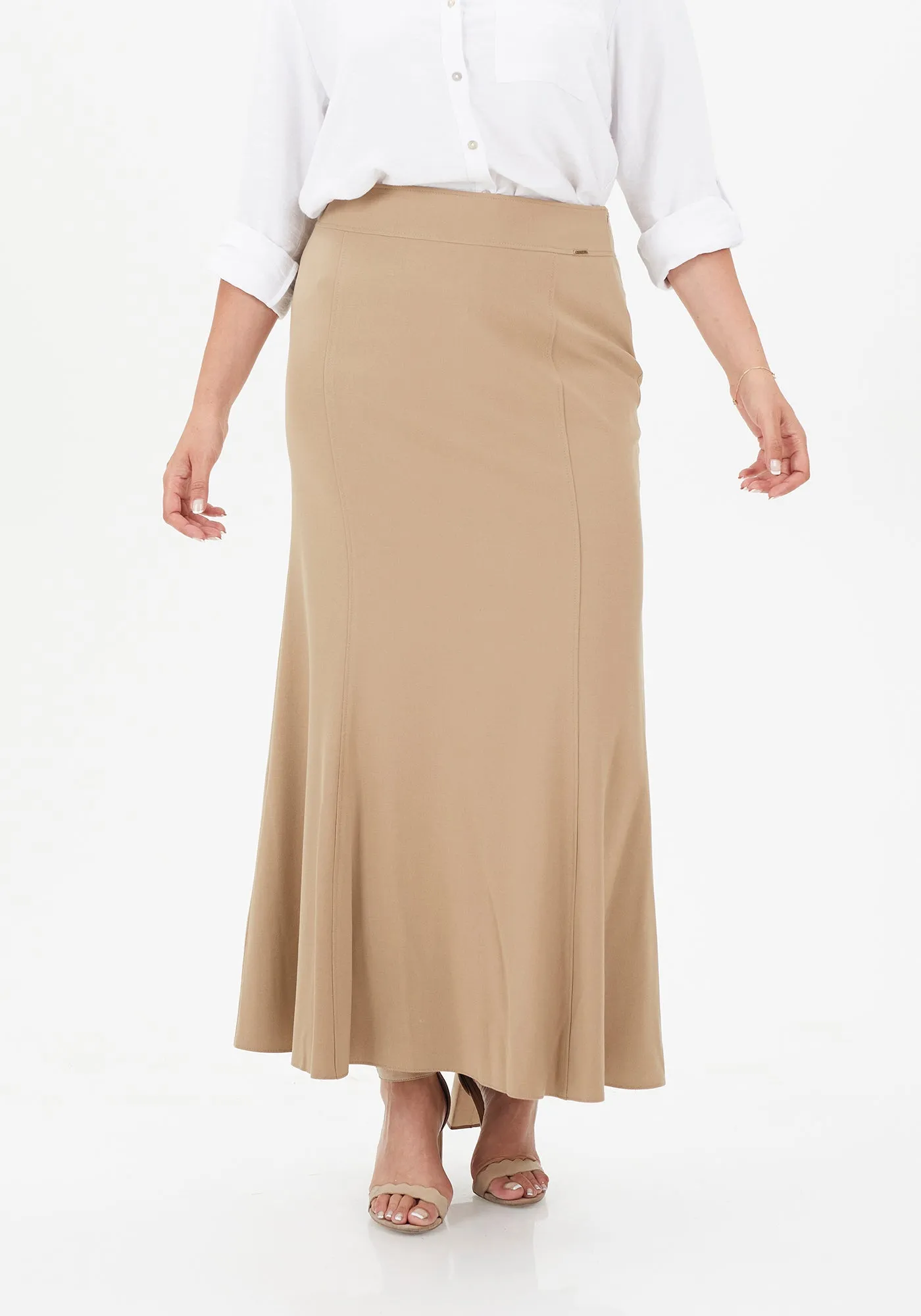 Camel Fishtail Maxi Skirt | Regular & Plus Size