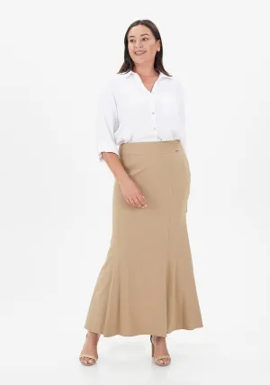 Camel Fishtail Maxi Skirt | Regular & Plus Size