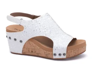 Carley Wedge- White Glitter