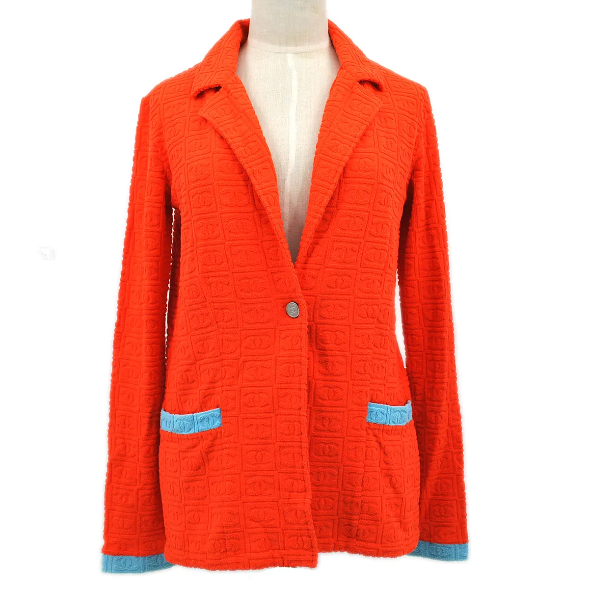 Chanel 2002 High-Summer logo-embossed towelling-finish blazer #38