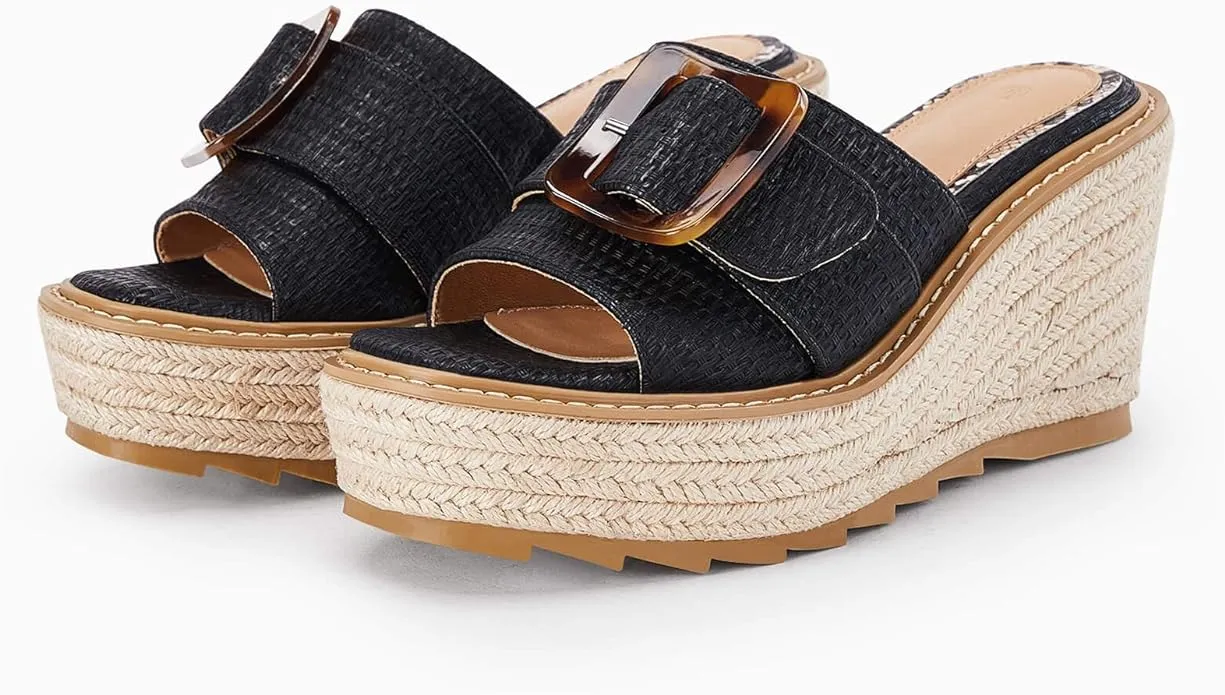 Chelsey Wedge Buckle Platform White Summer Sandals