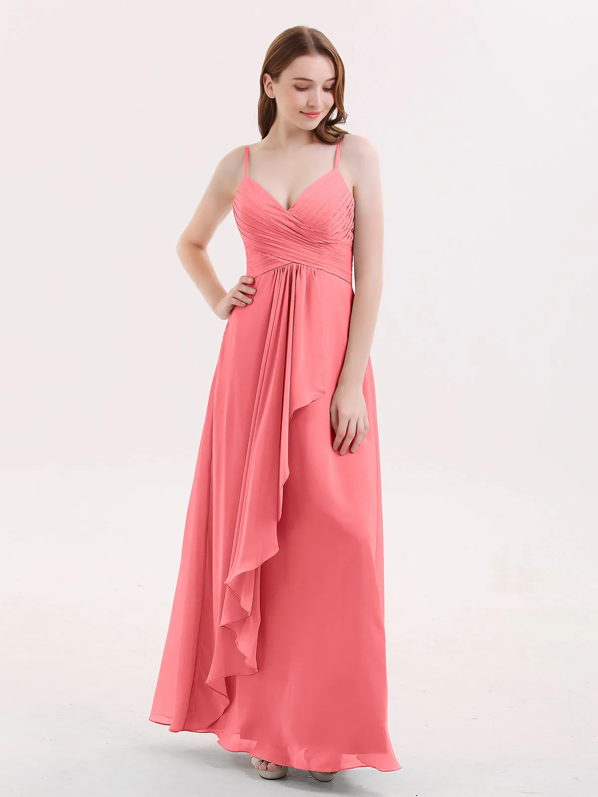 Chiffon Bridesmaid Dresses with Cascade Skirt Clearance