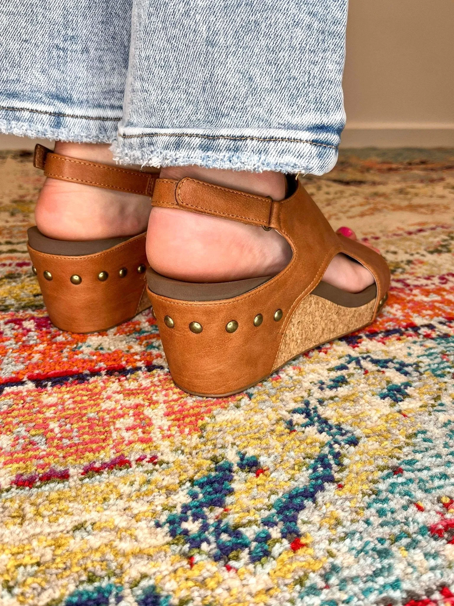 Corky's Footwear Carley Wedge Sandal - Cognac Smooth