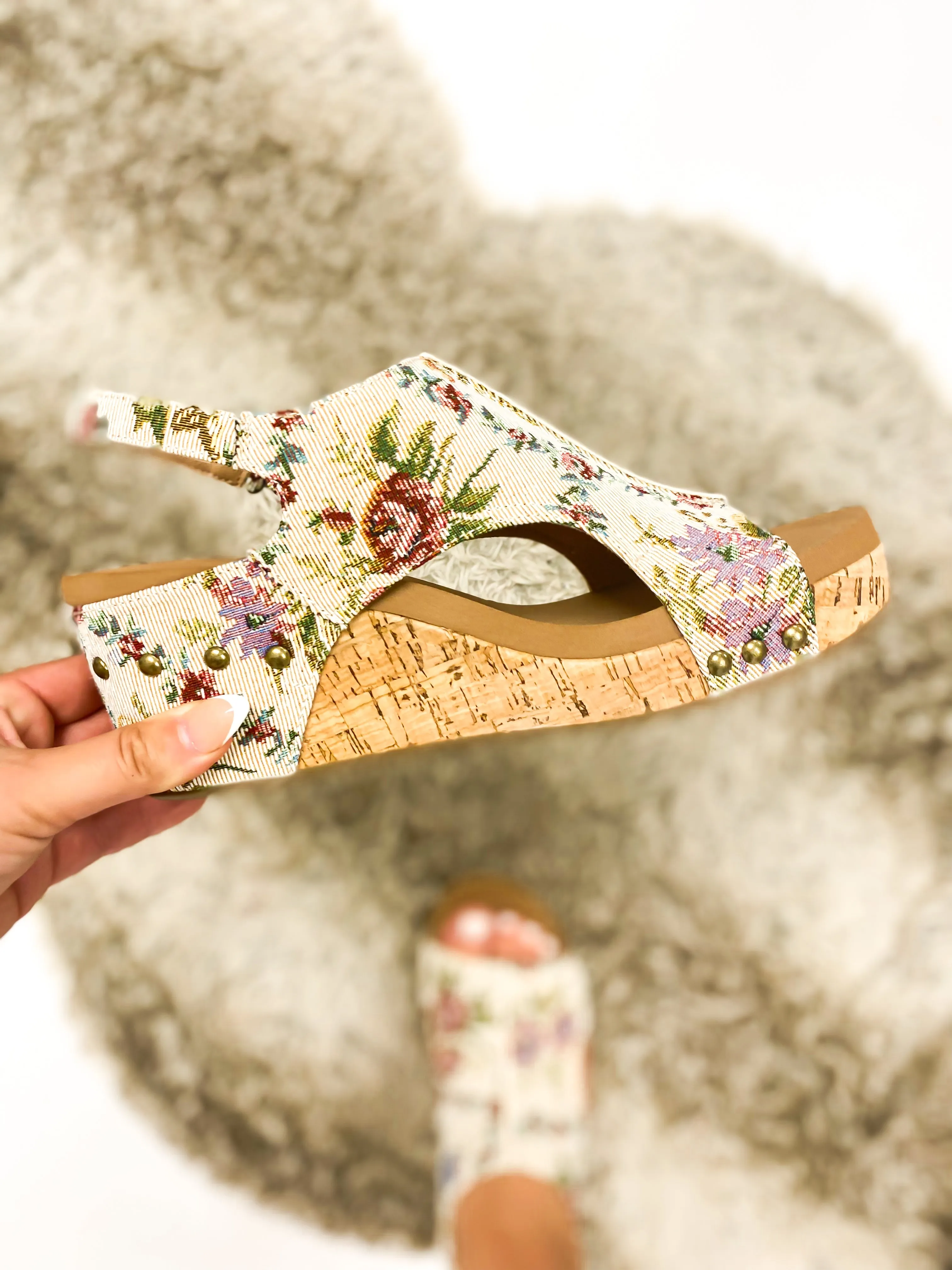Corky's Sand Brocade Floral Carley Sandals FINAL SALE