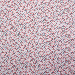Coton imprimé fin mini fleurs rouge fond blanc