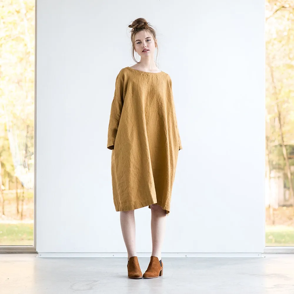 CU: CUSTOMIZED RENNES oversized linen dress (Color: Light Blue Stripes)