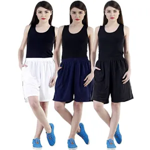 Dee Mannequin Jolly Cotton Shorts for Female Set of 3 (White / Navy Blue / Black)