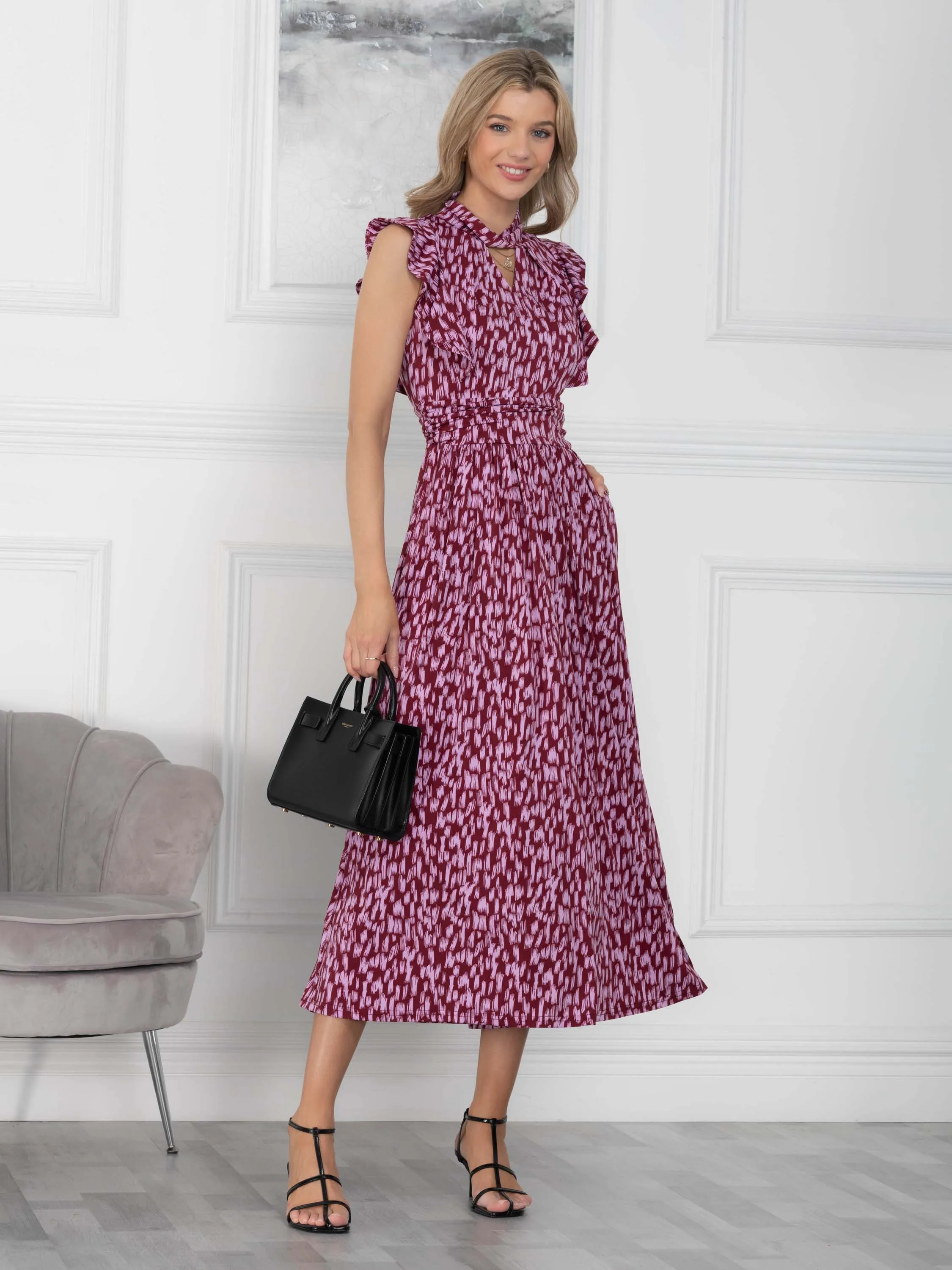 Doris Frill Shoulder Maxi Dress, Abstract Multi
