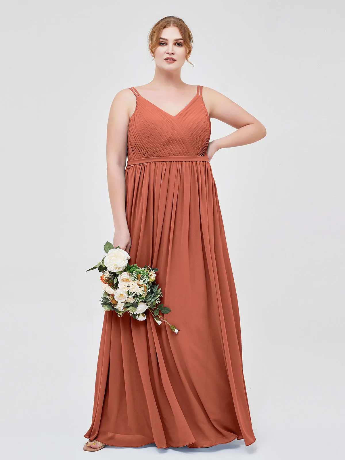 Double Strap Chiffon Bridesmaid Dresses Clearance