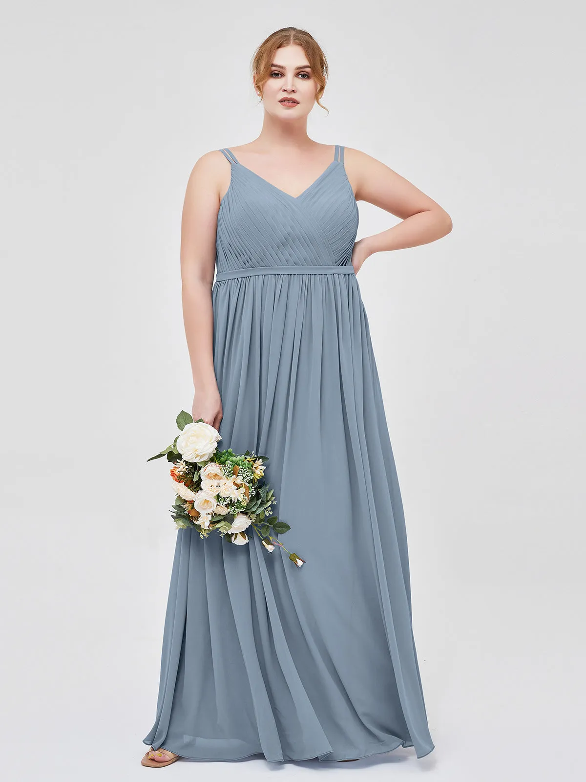 Double Strap Chiffon Bridesmaid Dresses Clearance