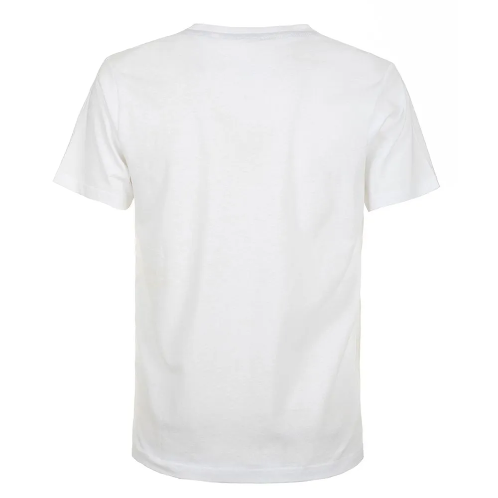 Fred Mello Crisp White Cotton Crewneck Tee with Front Design