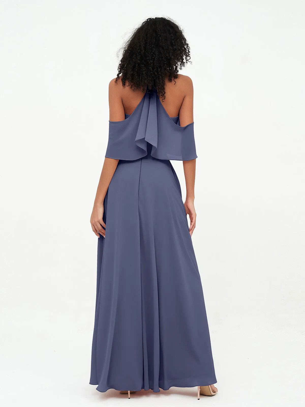 Halter Off the Shoulder Max Dresses with Pockets-Stormy