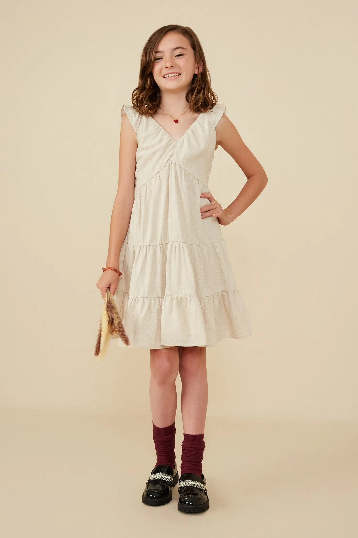 Heathered Linen Look Smocked Back Tank Dress