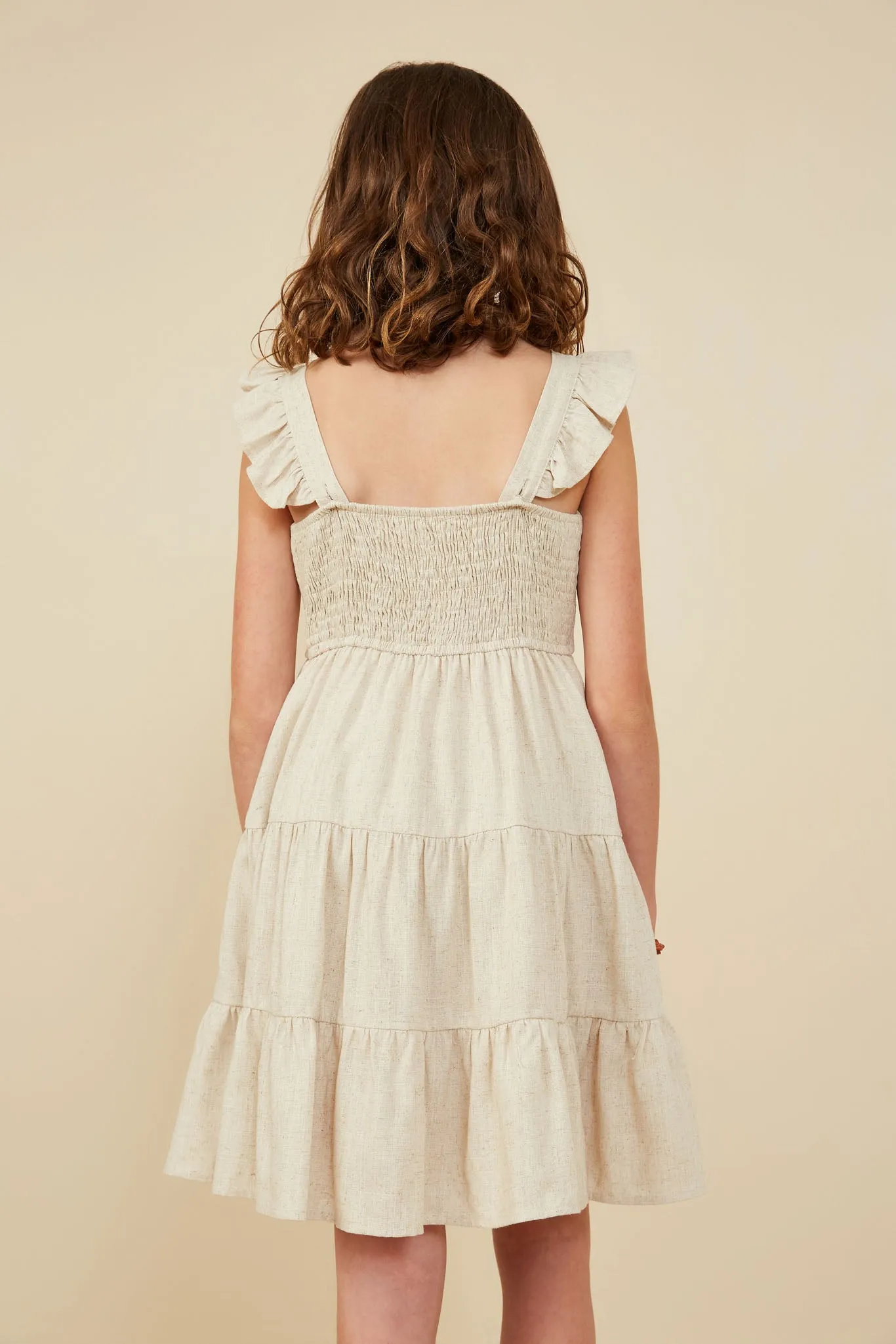 Heathered Linen Look Smocked Back Tank Dress