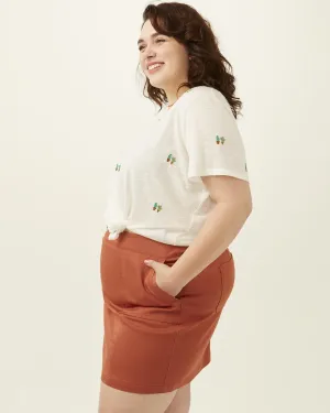 Joan Stretch Cotton Pencil Skort | Terracotta