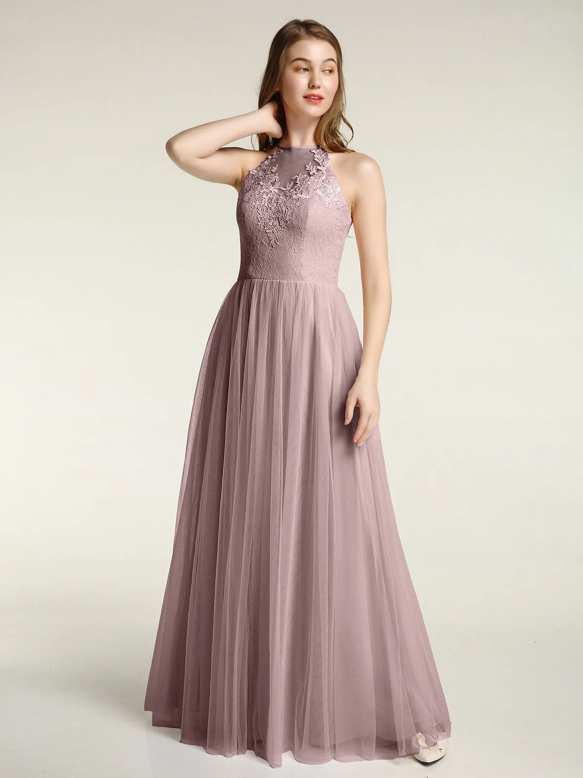 Lace Bodice and Tulle Skirt Long Dresses Clearance