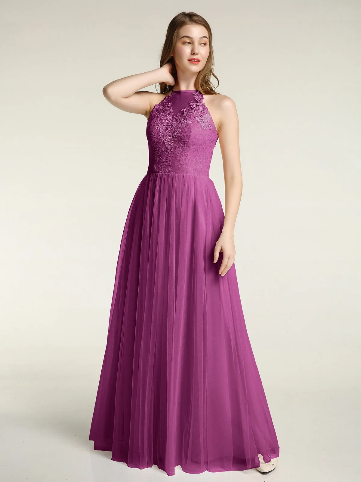 Lace Bodice and Tulle Skirt Long Dresses Clearance
