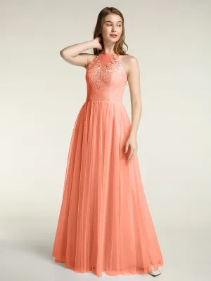 Lace Bodice and Tulle Skirt Long Dresses Clearance
