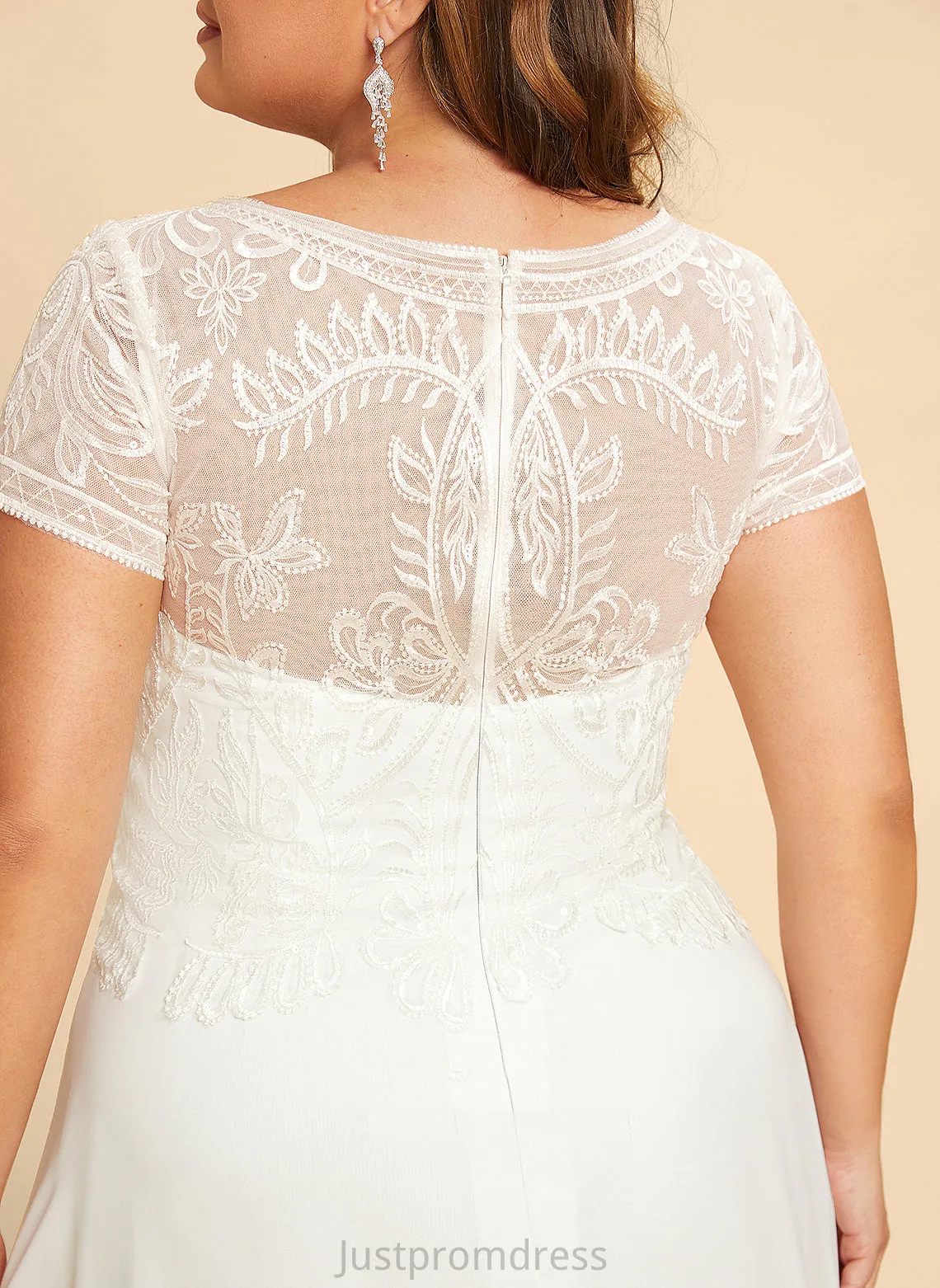 Lace Chiffon Wedding Caylee Floor-Length Wedding Dresses Scoop Dress With Sequins Neck