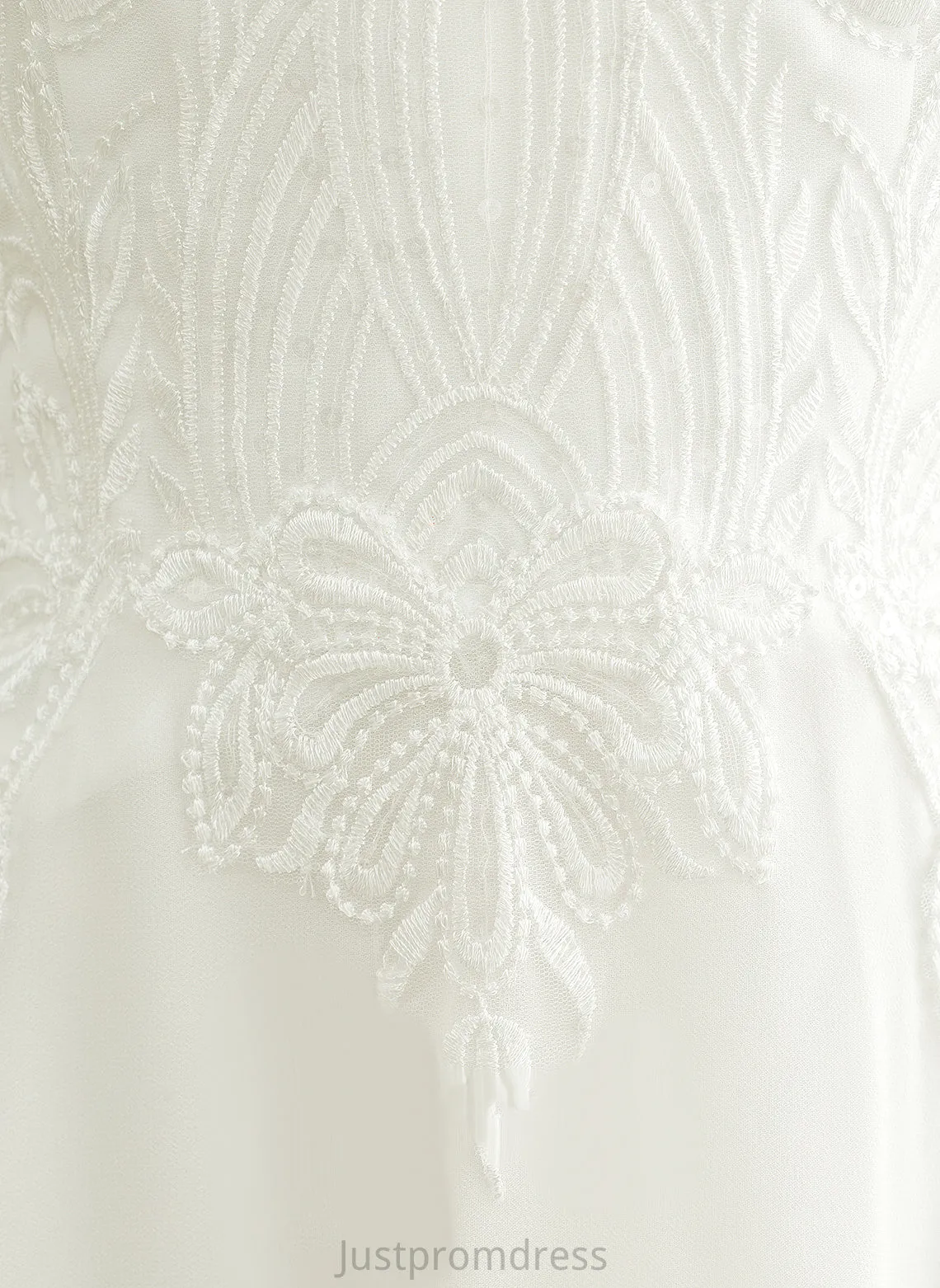 Lace Chiffon Wedding Caylee Floor-Length Wedding Dresses Scoop Dress With Sequins Neck