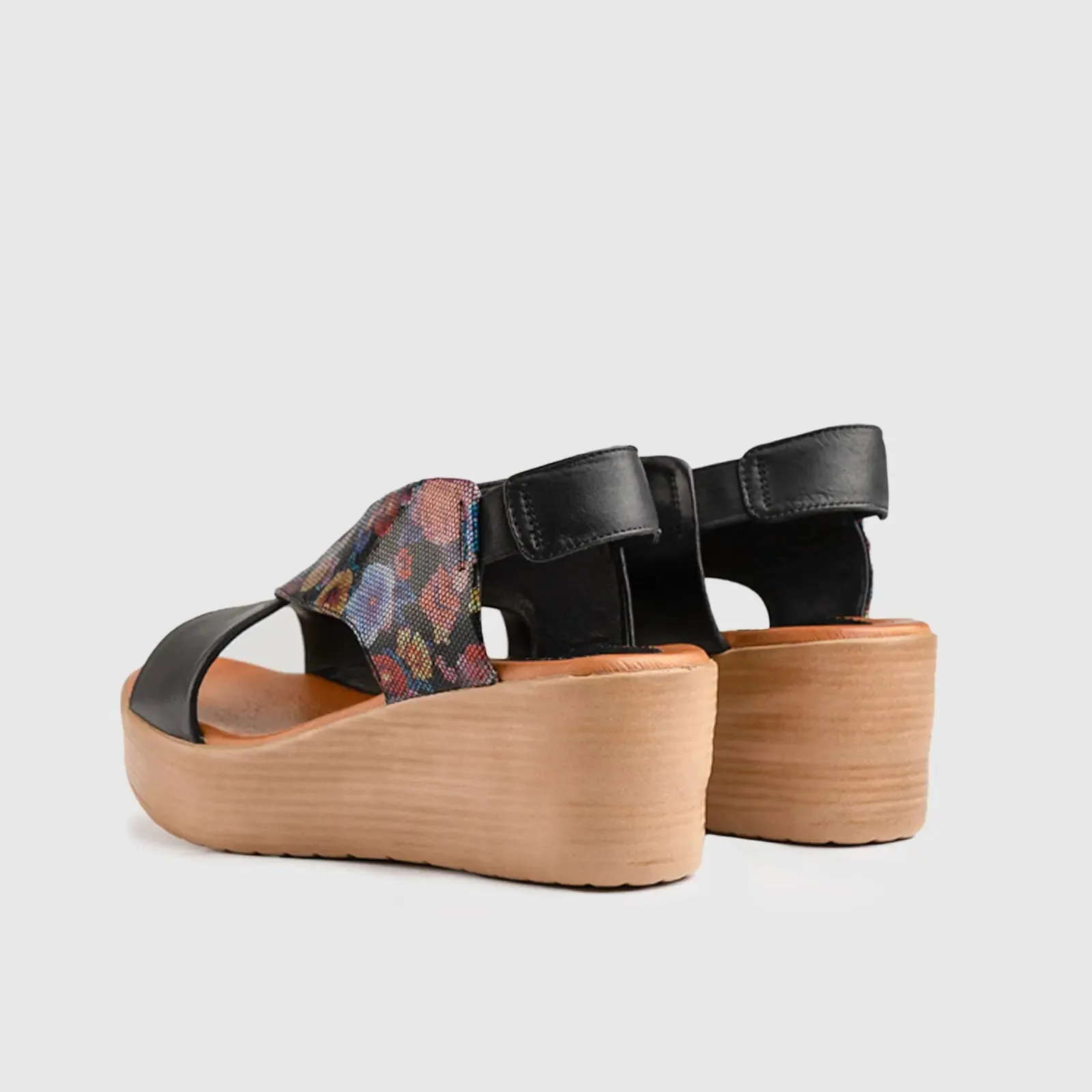 Leather Comfort Wedges Black Multi 9010