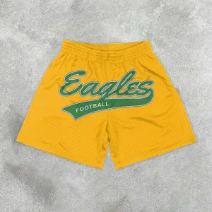Letter-print sporty training shorts