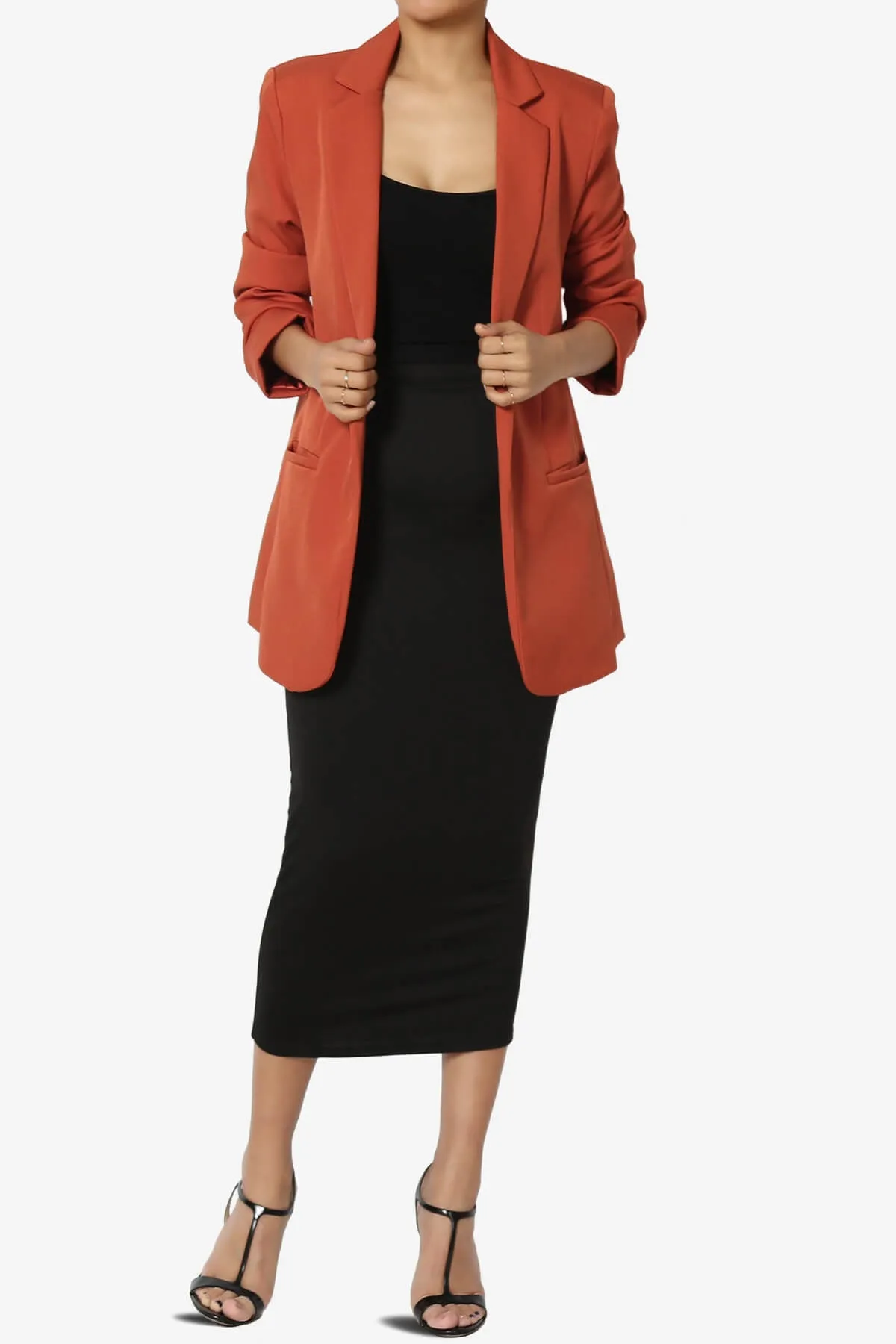 Malory Cuffed Sleeve Open Front Blazer