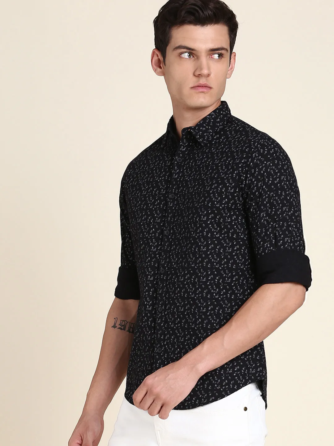 Men's Black Print Shirts