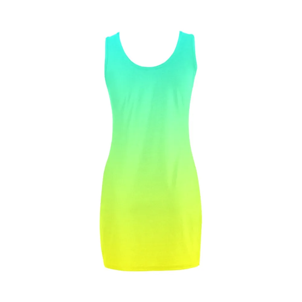 Ombre Aqua Yellow Sleeveless Tank Dress up to 3 XL (FWS)