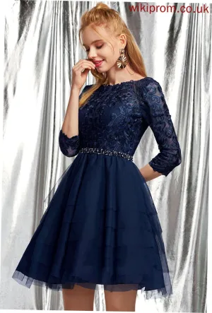 Prom Dresses Jaida Tulle Beading Scoop With A-Line Short/Mini