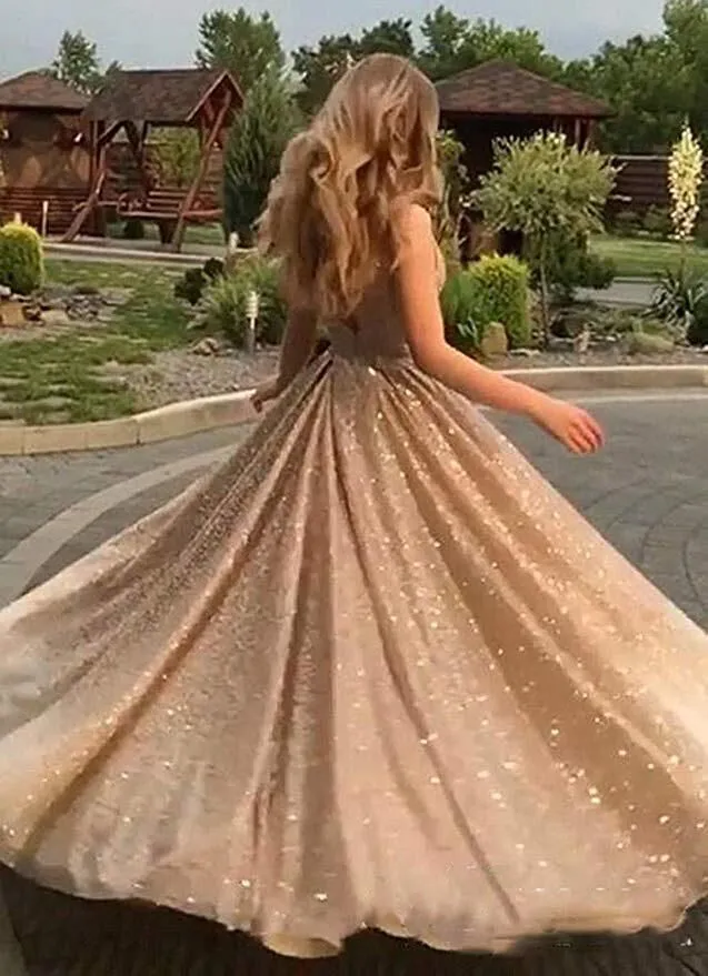 Promfast A-line Sequins Prom Dresses 2020 Fashion Evening Dresses PFP1806