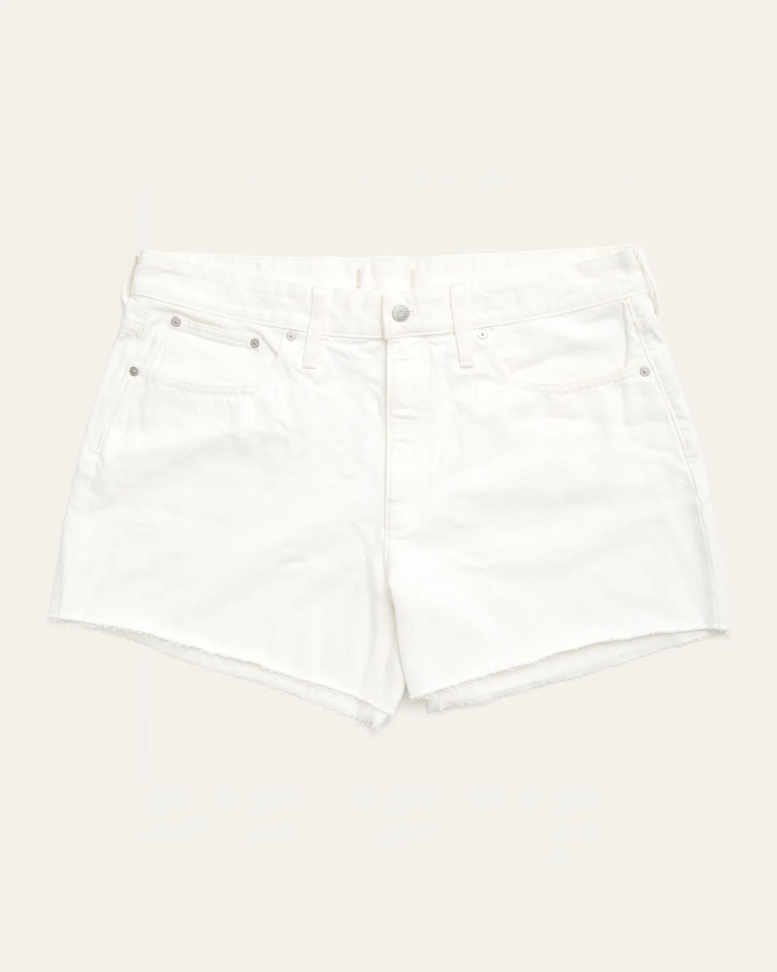 Relaxed Frayed Hem Boy Short | White