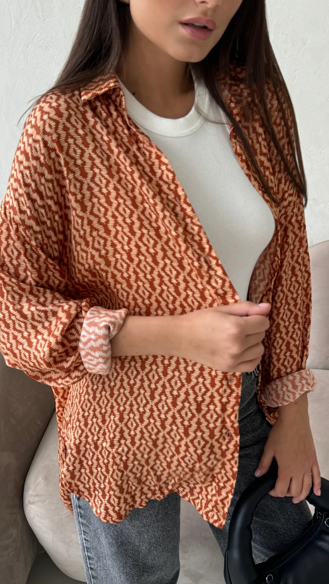 RHEA SILK SHIRT - TERRACOTTA PRINT