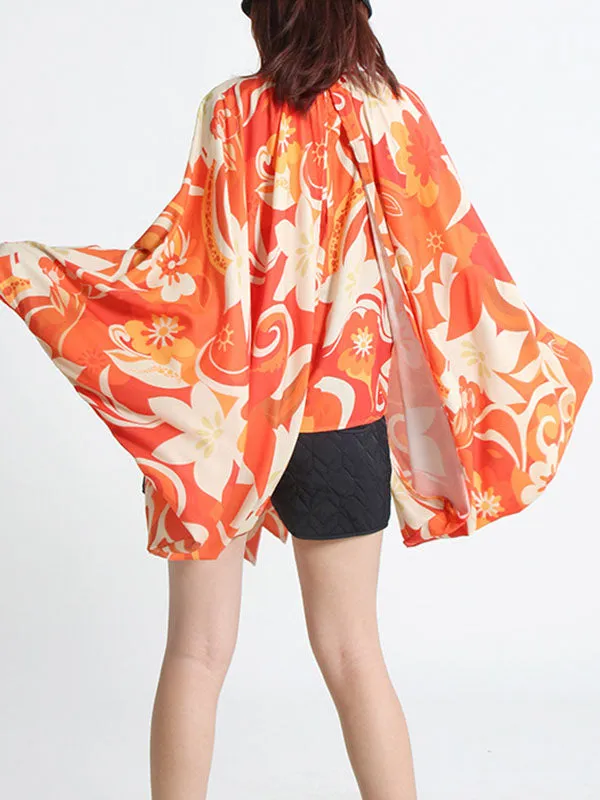 Ribbed Batwing Sleeves Long Sleeves Statement Collar Blouses&shirts Tops