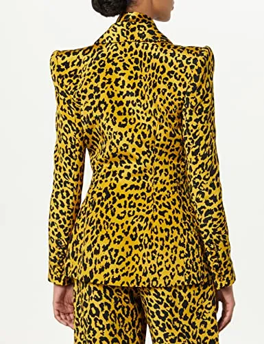 Sergio Hudson, Single Breast Shawl Collar Blazer, 2, Leopard